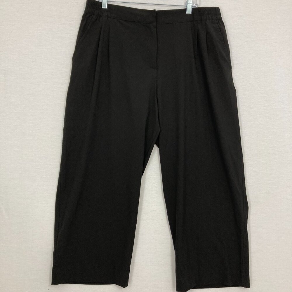 Calvin Klein Black Soft Lightweight Office Career Wide Leg Crop Pants size XL
